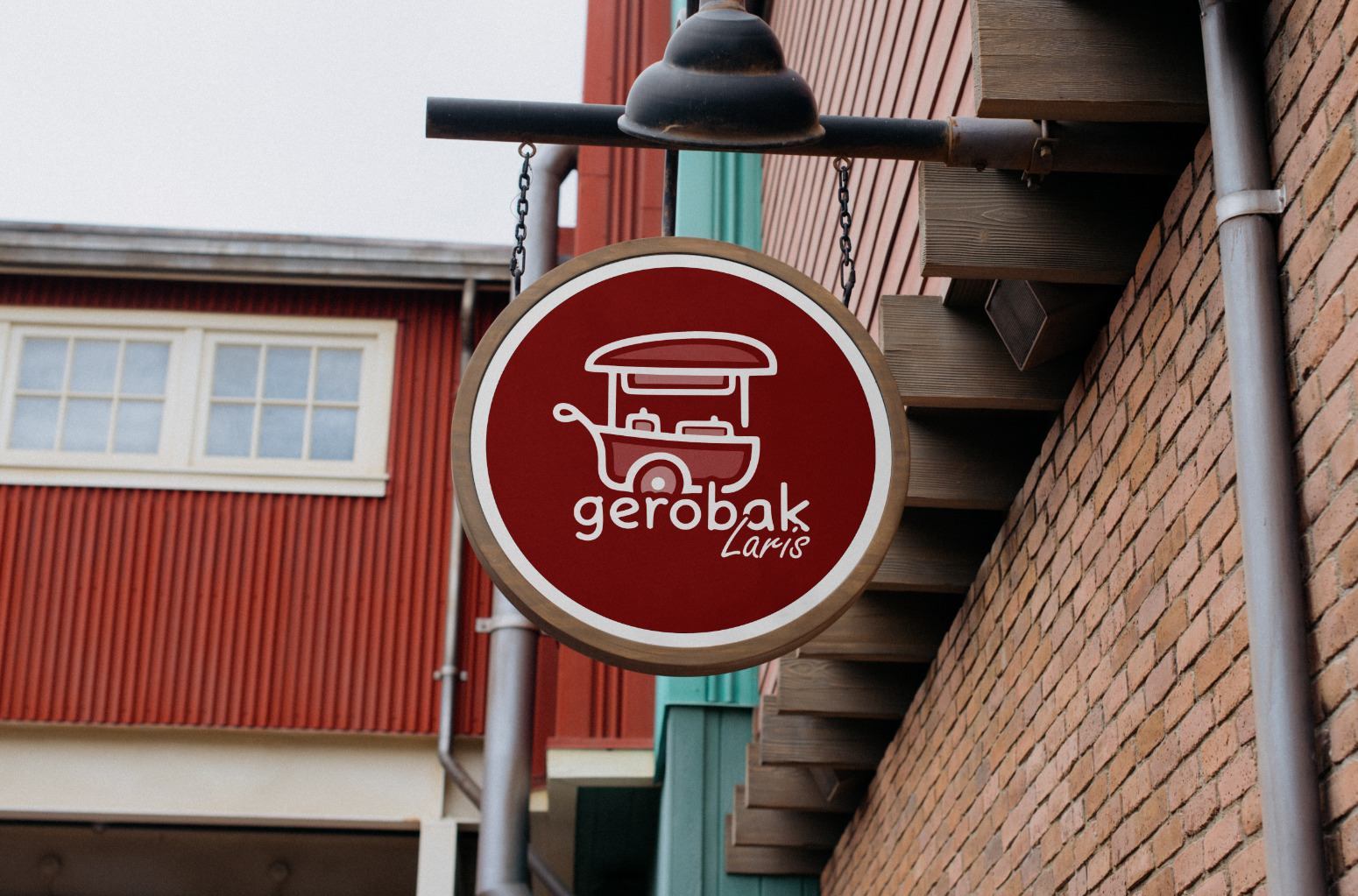 Gerobak Laris Circle Sign Background